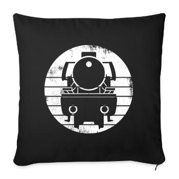 Dessin de locomotive à vapeur - Housse de coussin décorative 45 x 45 cm - noir - Devant