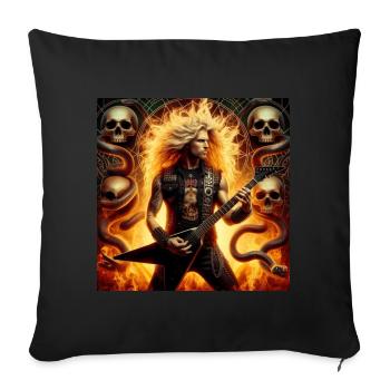 Guitariste de métal dans le monde souterrain - Housse de coussin décorative 45 x 45 cm - noir - Devant