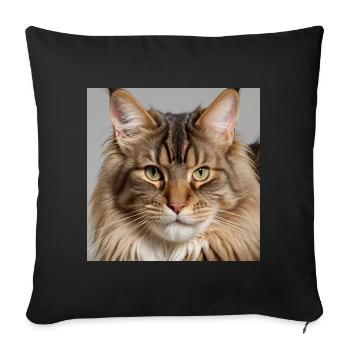 Maine coon, le grand félin - Housse de coussin décorative 45 x 45 cm - noir - Devant