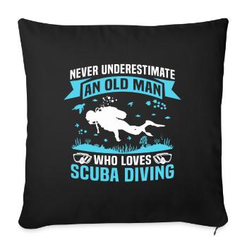 vieil homme qui aime la plongée sous-marine - Housse de coussin décorative 45 x 45 cm - noir - Devant