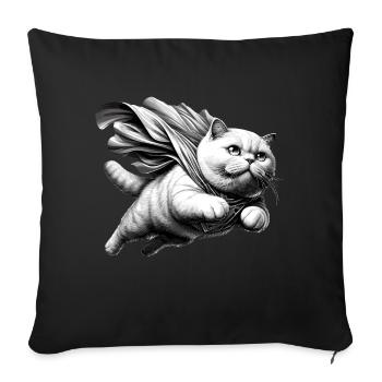 Super Cat BKH White British Shorthair Gift - Sofa pillowcase 17,3'' x 17,3'' (45 x 45 cm) - black - Front