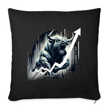 Taureau Bull Stocks Géométrie Wall Street Cadeau - Housse de coussin décorative 45 x 45 cm - noir - Devant