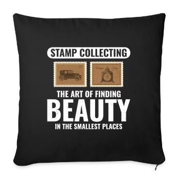 Stamp Collector Collecting Hobby Philatelist - Sofa pillowcase 17,3'' x 17,3'' (45 x 45 cm) - black - Front