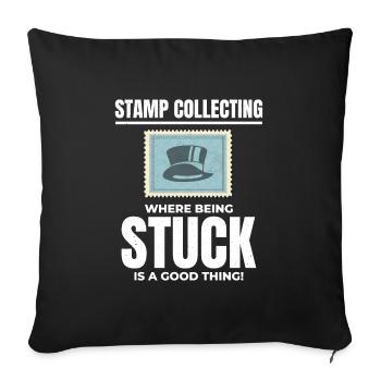 Stamp Collector Collecting Hobby Philatelist - Sofa pillowcase 17,3'' x 17,3'' (45 x 45 cm) - black - Front