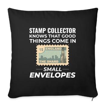 Stamp Collector Collecting Hobby Philatelist - Sofa pillowcase 17,3'' x 17,3'' (45 x 45 cm) - black - Front