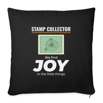 Stamp Collector Collecting Hobby Philatelist - Sofa pillowcase 17,3'' x 17,3'' (45 x 45 cm) - black - Front