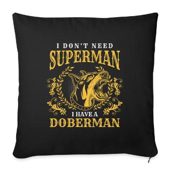 Doberman, Dog Breed, Service Dog, Dog Lover - Sofa pillowcase 17,3'' x 17,3'' (45 x 45 cm) - black - Front