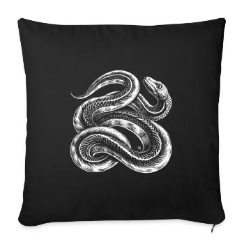 Serpent blanc entrelacé - Housse de coussin décorative 45 x 45 cm - noir - Devant