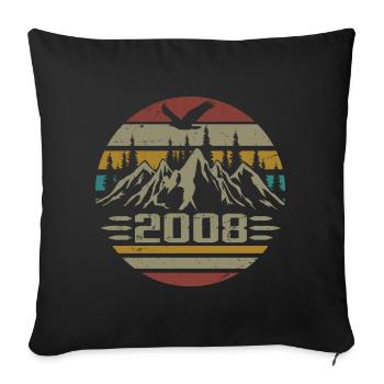 Geboren im Jahr 2008 Original Retro 2008 Geburtstagsgeschenk - Sofakissenbezug 45 x 45 cm - Schwarz - Vorne