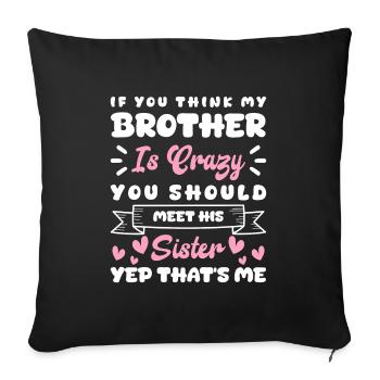 Amour fraternel Vie de cœur de frère inséparable - Housse de coussin décorative 45 x 45 cm - noir - Devant