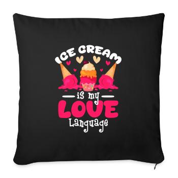 Crème glacée Dessert sucré - Housse de coussin décorative 45 x 45 cm - noir - Devant
