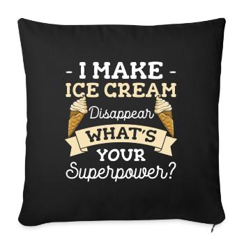 Eiscreme Eiskugel Naschen Speiseeis - Sofakissenbezug 45 x 45 cm - Schwarz - Vorne