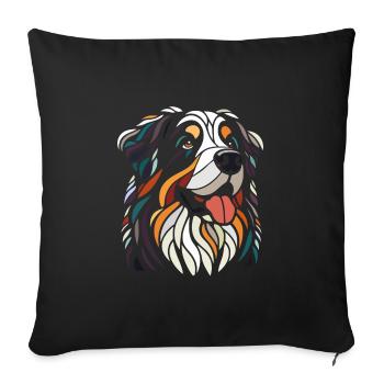 Multicolor Bernese Mountain Dog Head Geom art - Sofa pillowcase 17,3'' x 17,3'' (45 x 45 cm) - black - Front