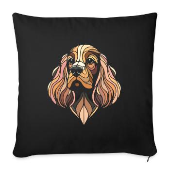 Cocker Spaniel dog head geometric art polygon art - Sofa pillowcase 17,3'' x 17,3'' (45 x 45 cm) - black - Front