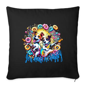 You make me happy - Sofa pillowcase 17,3'' x 17,3'' (45 x 45 cm) - black - Front