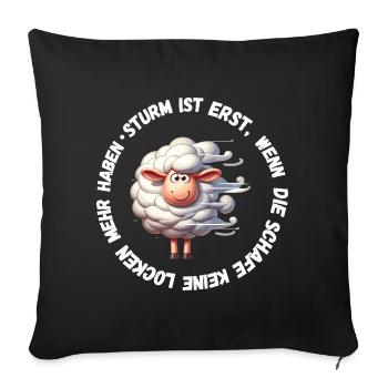 Hambourg Moutons Tempête Météo Drôle Côte Nord - Housse de coussin décorative 45 x 45 cm - noir - Devant