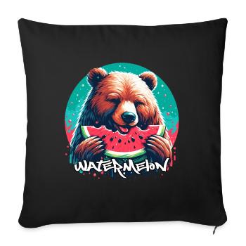 Watermelon Bear Yummy Gift - Sofa pillowcase 17,3'' x 17,3'' (45 x 45 cm) - black - Front
