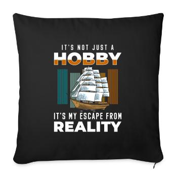 Voilier miniature de navire - Housse de coussin décorative 45 x 45 cm - noir - Devant