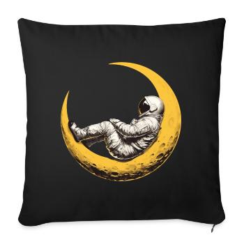 An astronaut on a crescent Moon - Sofa pillowcase 17,3'' x 17,3'' (45 x 45 cm) - black - Front