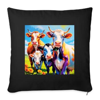 Vivid Colourful Cow Herd Design - Sofa pillowcase 17,3'' x 17,3'' (45 x 45 cm) - black - Front