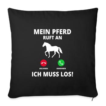 Mon cheval m’appelle, il faut que j’y aille, propriétaire du cheval - Housse de coussin décorative 45 x 45 cm - noir - Devant