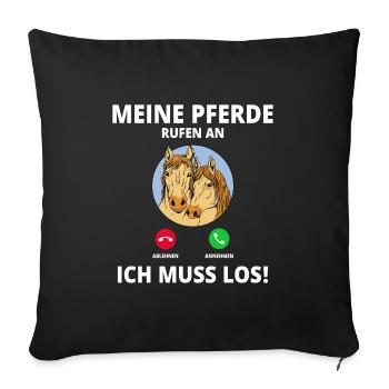 Mes chevaux m’appellent, il faut que j’y aille, propriétaire de chevaux - Housse de coussin décorative 45 x 45 cm - noir - Devant
