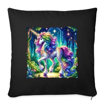 Fantaisie Licorne Chevaux Fans Licorne Amoureux - Housse de coussin décorative 45 x 45 cm - noir - Devant