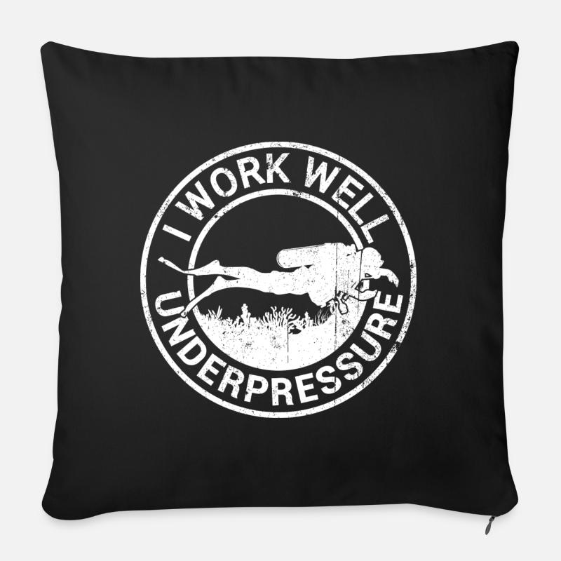 Emblème du plongeur Under Pressure - Housse de coussin décorative 45 x 45 cm - noir