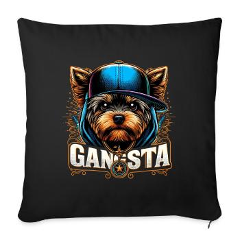 Yorkshire Terrier Gangsta Gangster Dog Gift - Sofa pillowcase 17,3'' x 17,3'' (45 x 45 cm) - black - Front