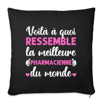 Meilleure pharmacienne du monde humour cadeau - Housse de coussin décorative 45 x 45 cm - noir - Devant