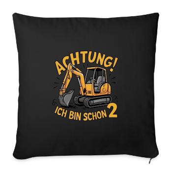 Achtung! Ich bin schon 2 - Sofakissenbezug 45 x 45 cm - Schwarz - Vorne