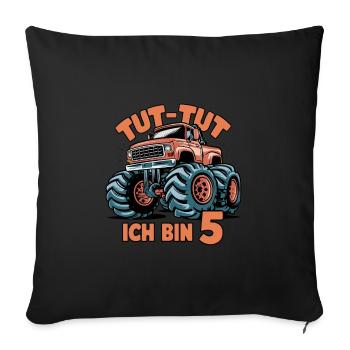 Monster Truck - Ich bin 5 - Einzigartiges Geschenk - Sofakissenbezug 45 x 45 cm - Schwarz - Vorne