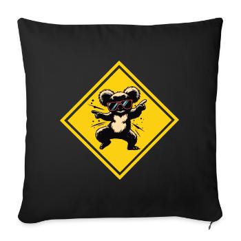 Dancing koala - sunglasses on traffic sign - Sofa pillowcase 17,3'' x 17,3'' (45 x 45 cm) - black - Front