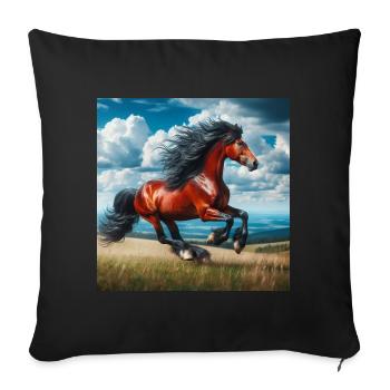 Cheval au galop - Housse de coussin décorative 45 x 45 cm - noir - Devant