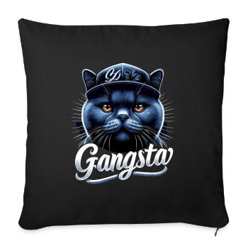 BKH Britisch Kurzhaar Blue Katze Gangsta Gangster - Sofakissenbezug 45 x 45 cm - Schwarz - Vorne