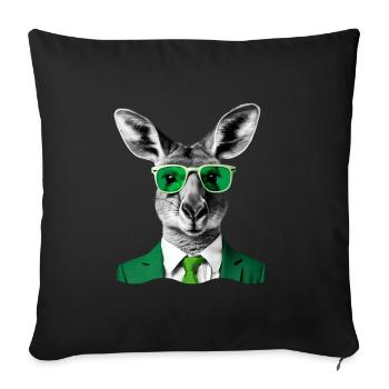 Neon Kangaroo in Green Suit - Sofa pillowcase 17,3'' x 17,3'' (45 x 45 cm) - black - Front