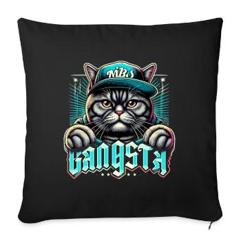 BKH Britisch Kurzhaar Katze getigert Gangsta Gangs - Sofakissenbezug 45 x 45 cm - Schwarz - Vorne