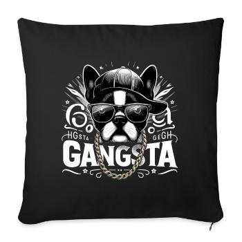 Boston Terrier Gangsta Gangster chien cadeau - Housse de coussin décorative 45 x 45 cm - noir - Devant