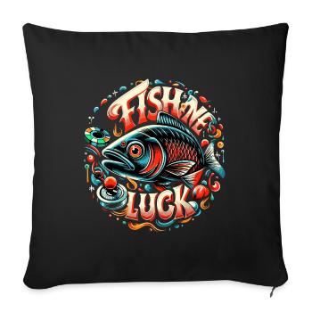 Fish Me Lucky Fishing Poker Poker cadeau - Housse de coussin décorative 45 x 45 cm - noir - Devant
