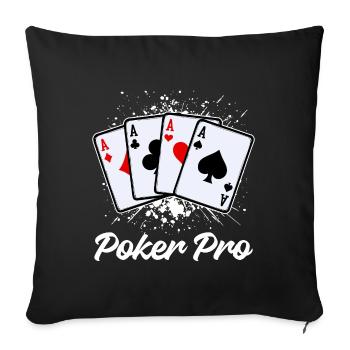 Jeu de cartes de casino Poker professionnel - Housse de coussin décorative 45 x 45 cm - noir - Devant