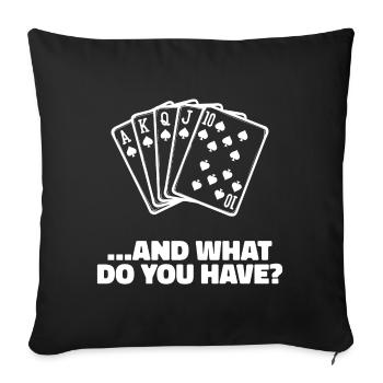 Jeu de cartes Casino Poker Déclaration - Housse de coussin décorative 45 x 45 cm - noir - Devant