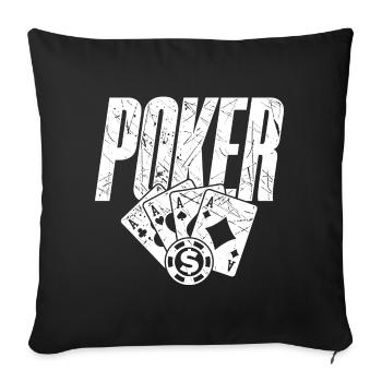 Casino Gambling Poker Jeu de cartes gagnant Jackpot - Housse de coussin décorative 45 x 45 cm - noir - Devant