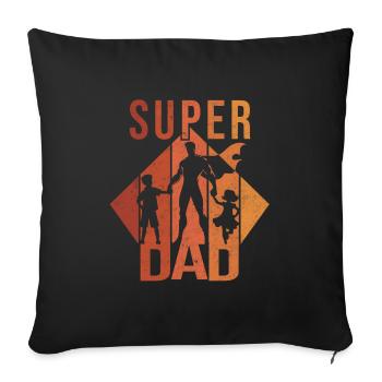 Super Dad Vater 2 Kinder zweifacher Papa - Sofakissenbezug 45 x 45 cm - Schwarz - Vorne