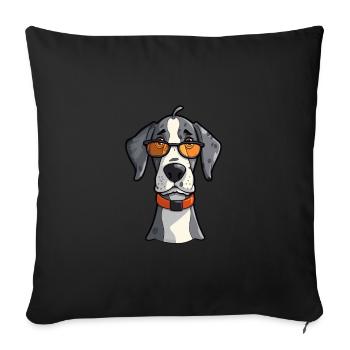 Great Dane Dog Breed Watercolor Cartoon Kawaii Gla - Sofa pillowcase 17,3'' x 17,3'' (45 x 45 cm) - black - Front