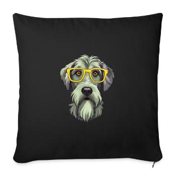Irish Wolfhound Dog Breed Watercolor Cartoon Kawai - Sofa pillowcase 17,3'' x 17,3'' (45 x 45 cm) - black - Front