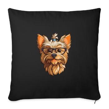 Yorkshire Terrier Dog Breed Watercolor Cartoon Kaw - Sofa pillowcase 17,3'' x 17,3'' (45 x 45 cm) - black - Front