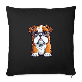 English Bulldog Dog Breed Watercolor Cartoon Kawai - Sofa pillowcase 17,3'' x 17,3'' (45 x 45 cm) - black - Front