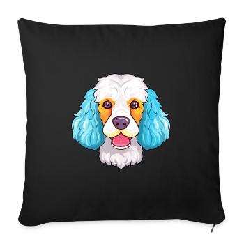 Poodle Dog Breed Watercolor Cartoon Kawaii Colorfu - Sofa pillowcase 17,3'' x 17,3'' (45 x 45 cm) - black - Front
