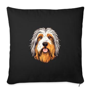 Bearded Collie chien race aquarelle dessin animé Kawaii - Housse de coussin décorative 45 x 45 cm - noir - Devant