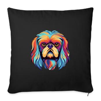 Pekingese Dog Breed Watercolor Cartoon Kawaii Colo - Sofa pillowcase 17,3'' x 17,3'' (45 x 45 cm) - black - Front